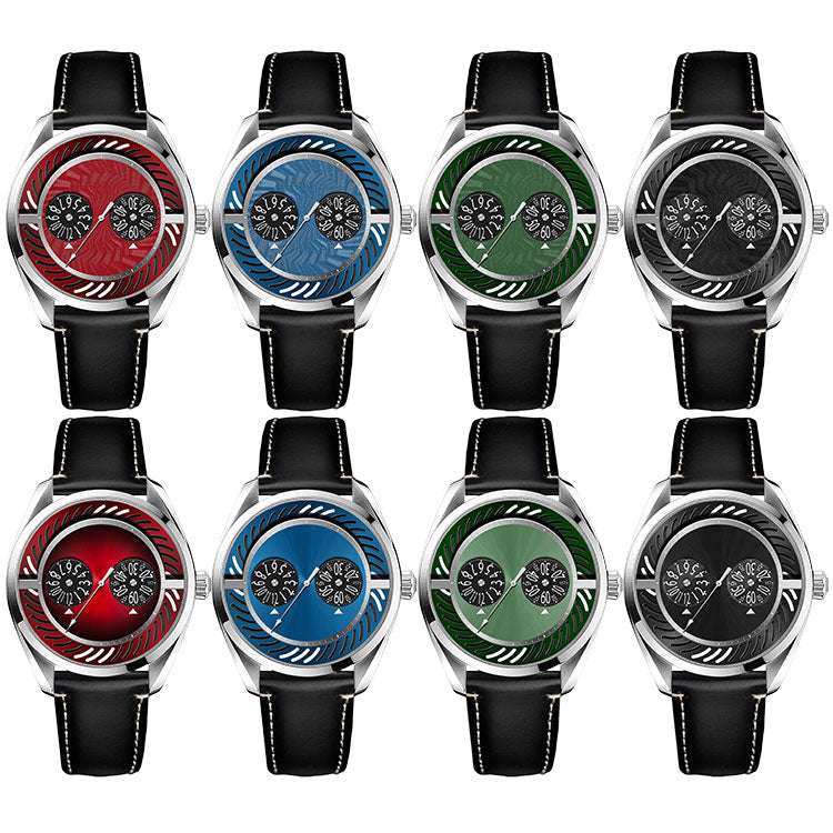 Green jumping hour watch
