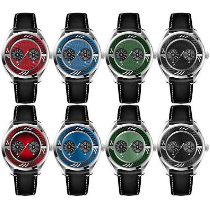 Green jumping hour watch